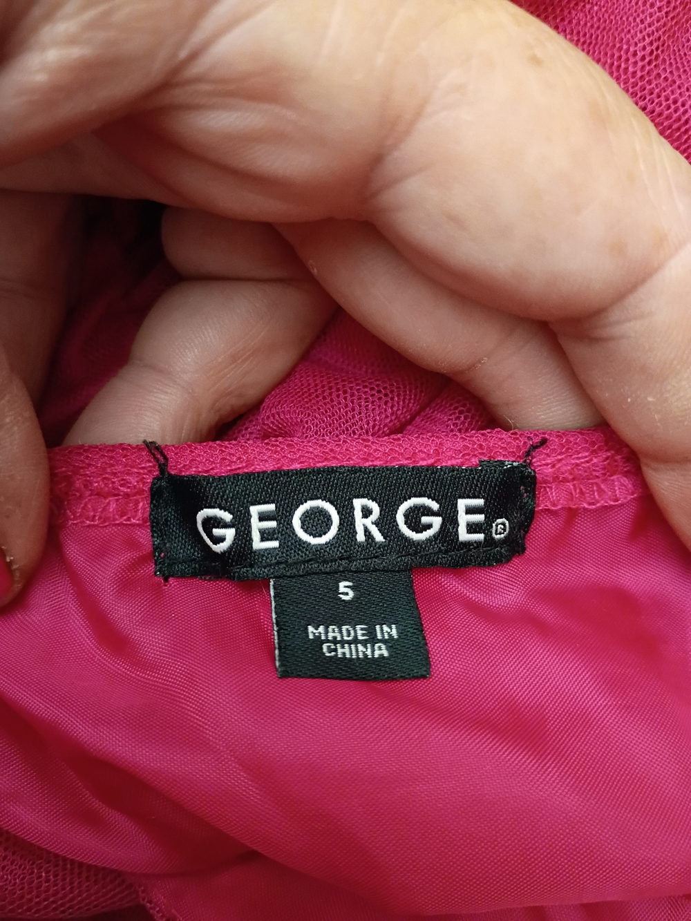 George Fuchsia Sleeveless Sequin Party Dress with Velvet Waistband - Picture 7 of 7